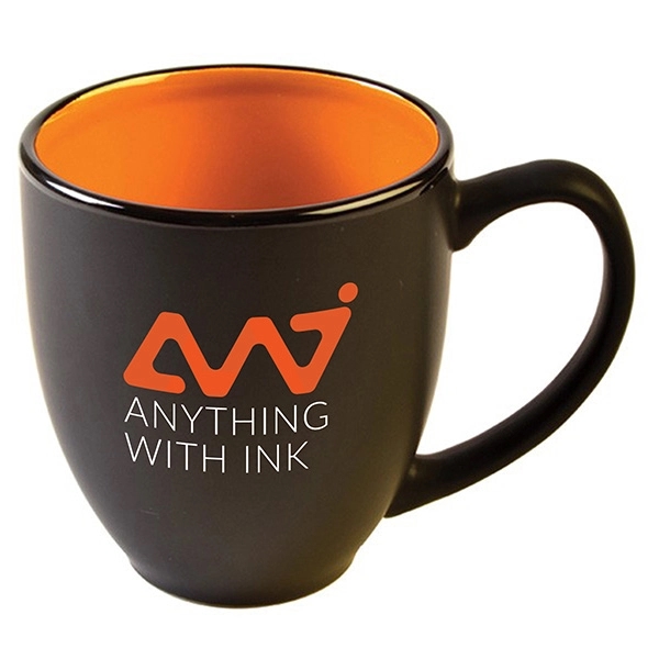 Hard-coated 15 ounce ceramic bistro-style mug in assorted two-tone colors.... from ASI 39820 Opusline (Benmex) / Opus Line