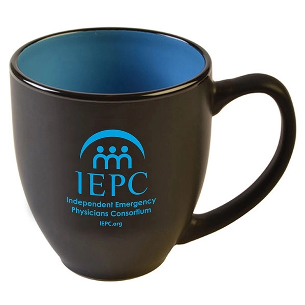 Hard-coated 15 ounce ceramic bistro-style mug in assorted two-tone colors.... from ASI 39820 Opusline (Benmex) / Opus Line