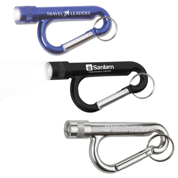Metal carabiner flashlight with split ring.... from ASI 62660 Innovation Line
