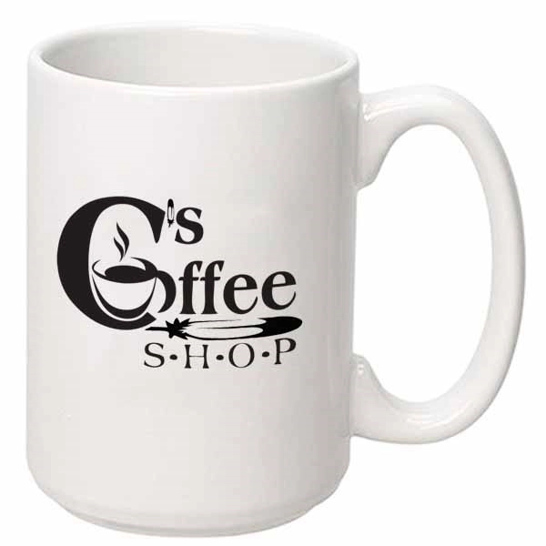 15 oz. ceramic mug with C-shaped handle and silkscreen imprint.... from ASI 39820 Opusline (Benmex) / Opus Line