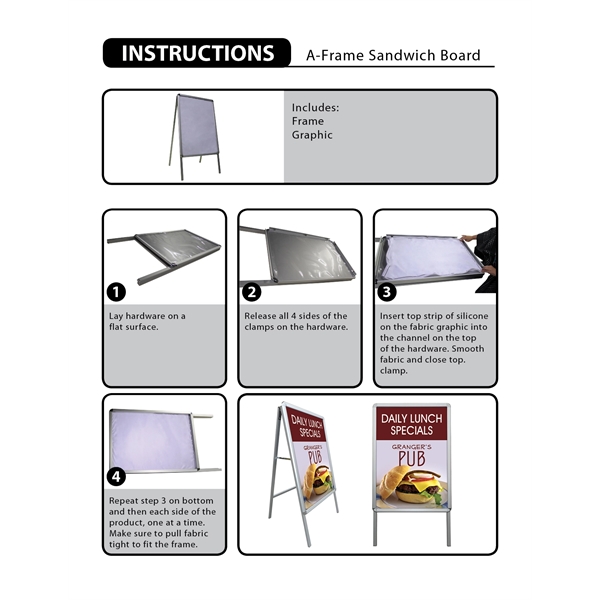 Single sided knit polyester replacement banner for the A-frame sandwich board... from ASI 80228 Quinn