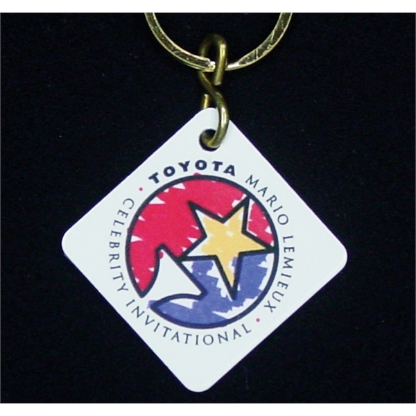 1 1/2" x 1 1/2" Diamond or square shaped key fob.... from ASI 41080 Nelson Boone Co Inc / Alumaline® & Brass