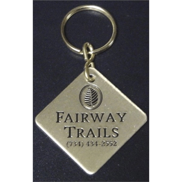 1 1/2" x 1 1/2" Diamond or square shaped key fob.... from ASI 41080 Nelson Boone Co Inc / Alumaline® & Brass