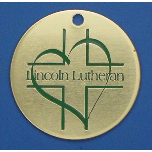 1.5 round key fob. 4 different imprinting styles and 12 color... from ASI 41080 Nelson Boone Co Inc / Alumaline® & Brass