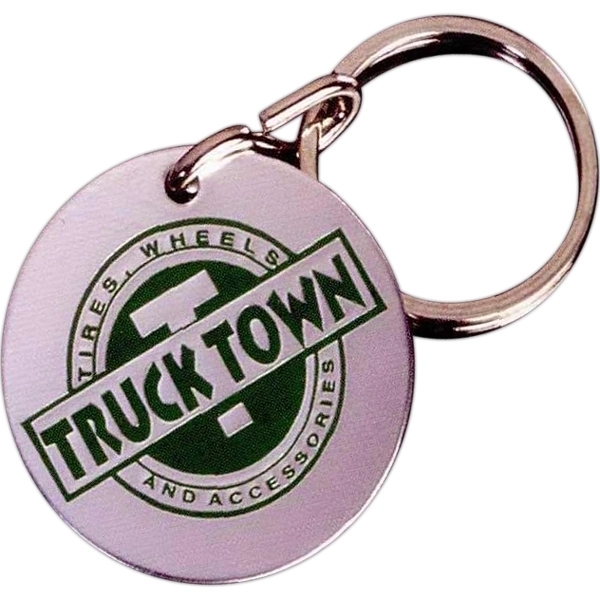 1.5 round key fob. 4 different imprinting styles and 12 color... from ASI 41080 Nelson Boone Co Inc / Alumaline® & Brass