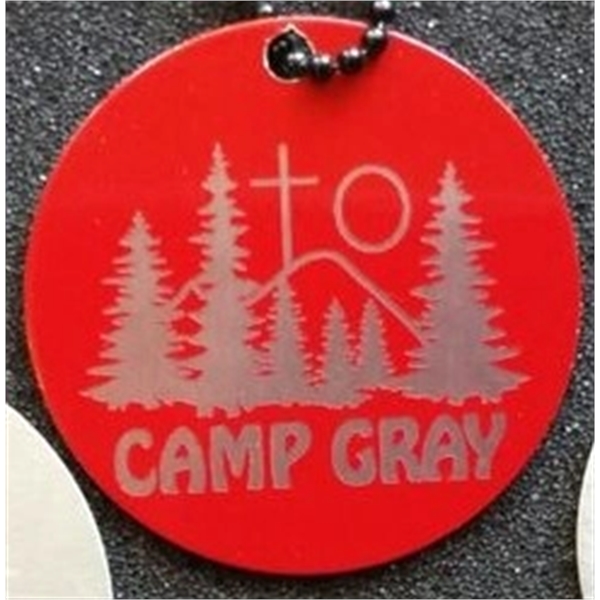 1.5 round key fob. 4 different imprinting styles and 12 color... from ASI 41080 Nelson Boone Co Inc / Alumaline® & Brass