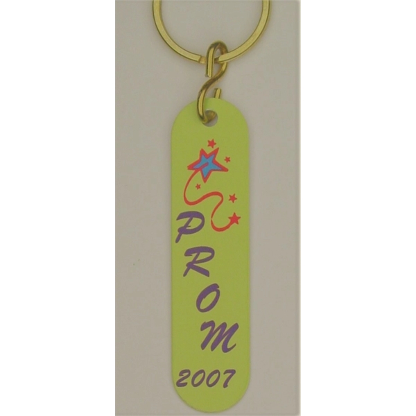 3" x 3/4" oblong shaped key fob. 4 different imprinting styles... from ASI 41080 Nelson Boone Co Inc / Alumaline® & Brass