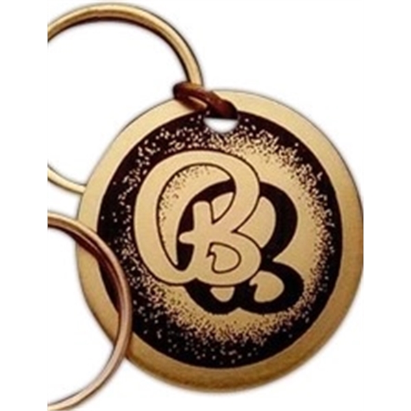 1 7/8" slightly convex round key fob. 4 different imprinting styles... from ASI 41080 Nelson Boone Co Inc / Alumaline® & Brass