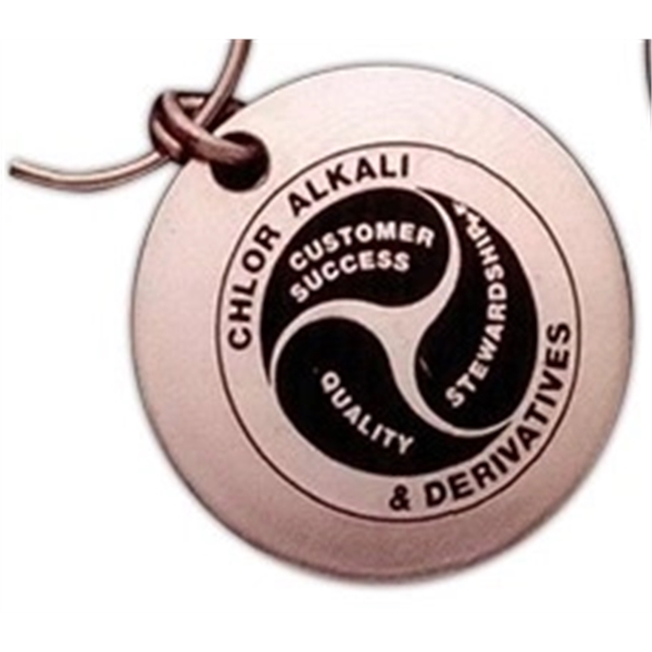 1 7/8" slightly convex round key fob. 4 different imprinting styles... from ASI 41080 Nelson Boone Co Inc / Alumaline® & Brass