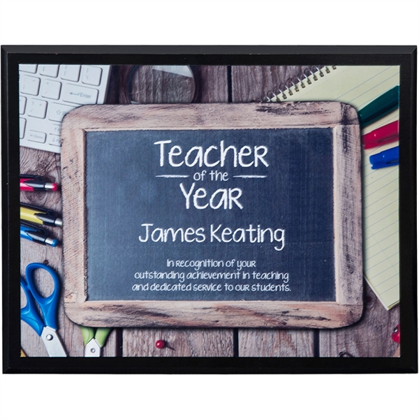 Customizable 10" x 8" wood and aluminum sublimated plaques with horizontal... from ASI 61966 HPG / Beacon Promotions HPG Gold