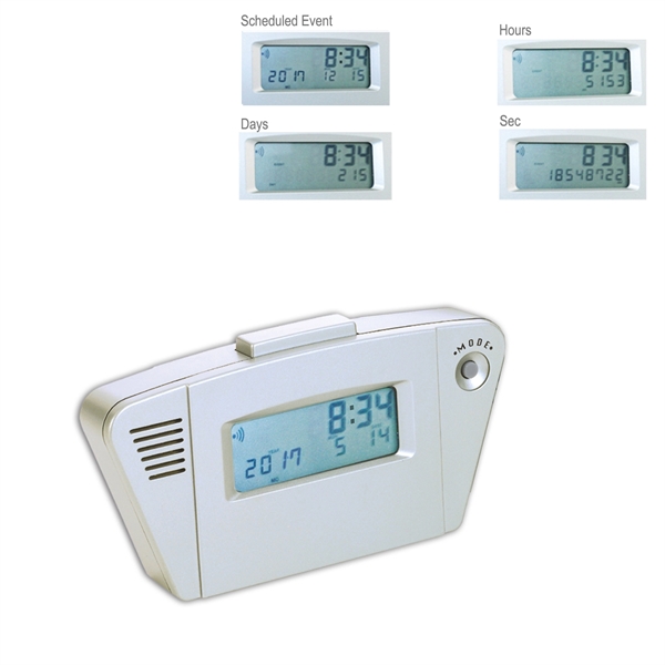 Matte silver event countdown clock, with calendar and alarm.... from ASI 73010 Natico Originals Inc / Natico Originals