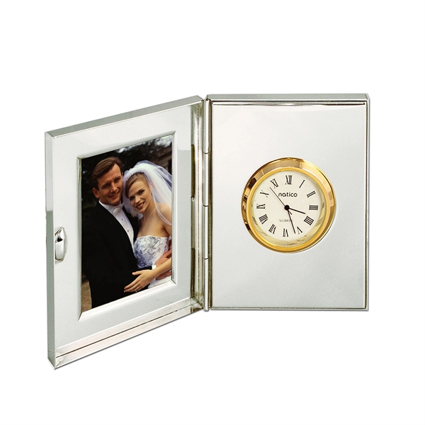 Silver plated clock, with gold bezel and picture frame.... from ASI 73010 Natico Originals Inc / Natico Originals
