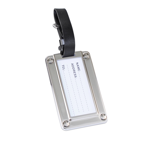 Silver luggage tag, with black leather strap.... from ASI 73010 Natico Originals Inc / Natico Originals