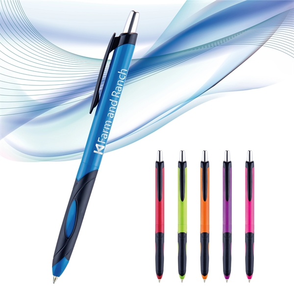 Del Rio Vivid plunger-action pen with an opaque colored barrel and... from ASI 82498 RiteLine LLC