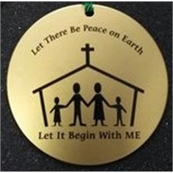 1.5" round ornament with an assembled metallic string or a colorful... from ASI 41080 Nelson Boone Co Inc / Alumaline® & Brass