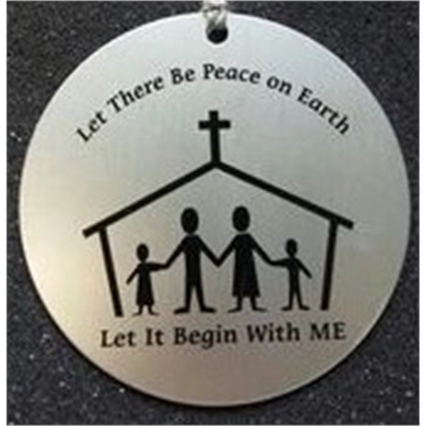 1.5" round ornament with an assembled metallic string or a colorful... from ASI 41080 Nelson Boone Co Inc / Alumaline® & Brass