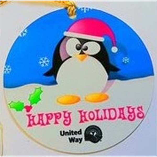 1.5" round ornament with an assembled metallic string or a colorful... from ASI 41080 Nelson Boone Co Inc / Alumaline® & Brass