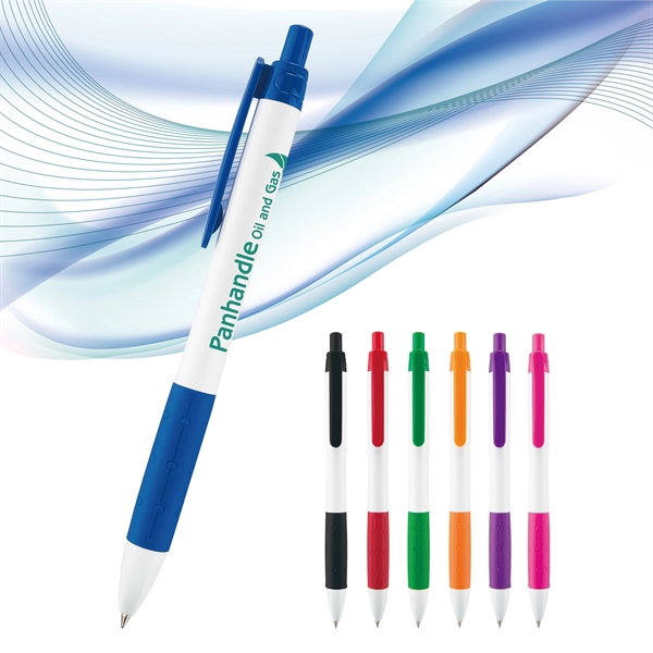 Retractable style pen with bright white barrel and tip, black ink... from ASI 82498 RiteLine LLC