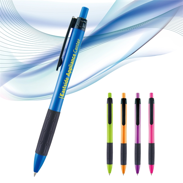 Retractable style plastic pen with opaque colored barrel and tip, black... from ASI 82498 RiteLine LLC