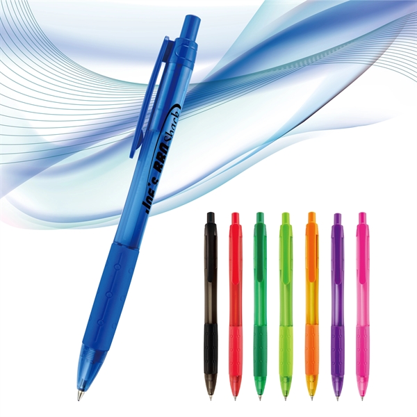 Retractable style pen with translucent barrel and clip, black ink and... from ASI 82498 RiteLine LLC