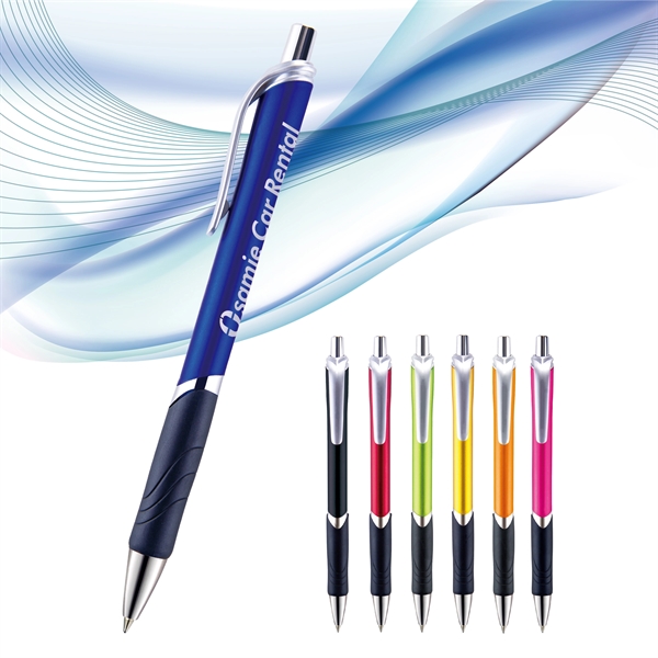 Frisco plunger-action pen with a metallic barrel, chrome plunger, tip and... from ASI 82498 RiteLine LLC