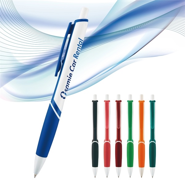 Hico Prime plunger-action pen with a bright white contoured barrel, tip... from ASI 82498 RiteLine LLC