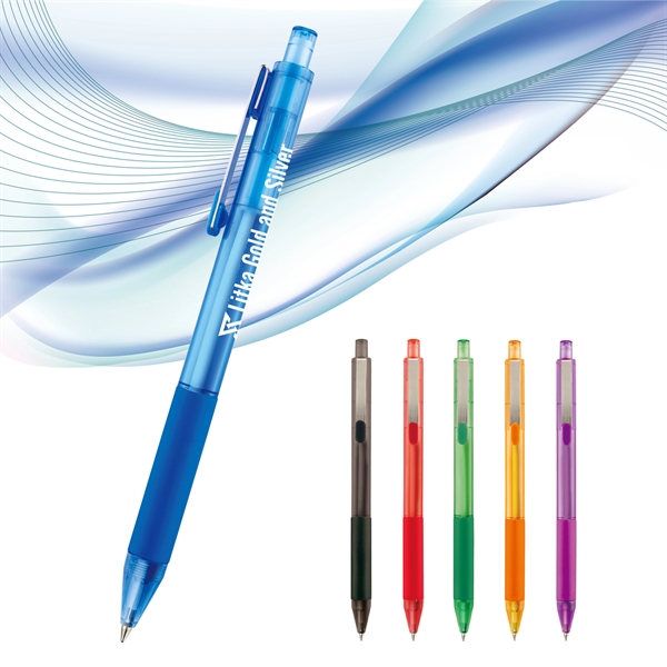 Shiner clear plunger-action pen with a translucent barrel, tip, and plunger... from ASI 82498 RiteLine LLC