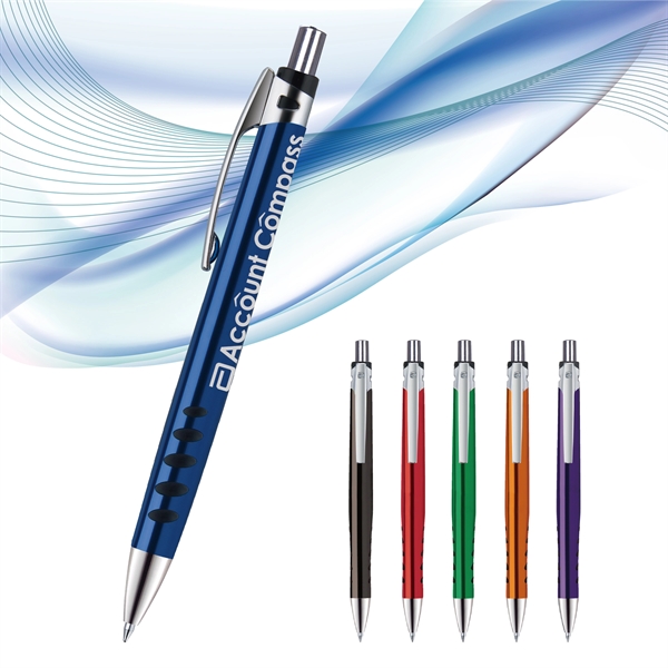 Plano Shine plunger-action pen with a glossy metallic barrel, show-through grips,... from ASI 82498 RiteLine LLC