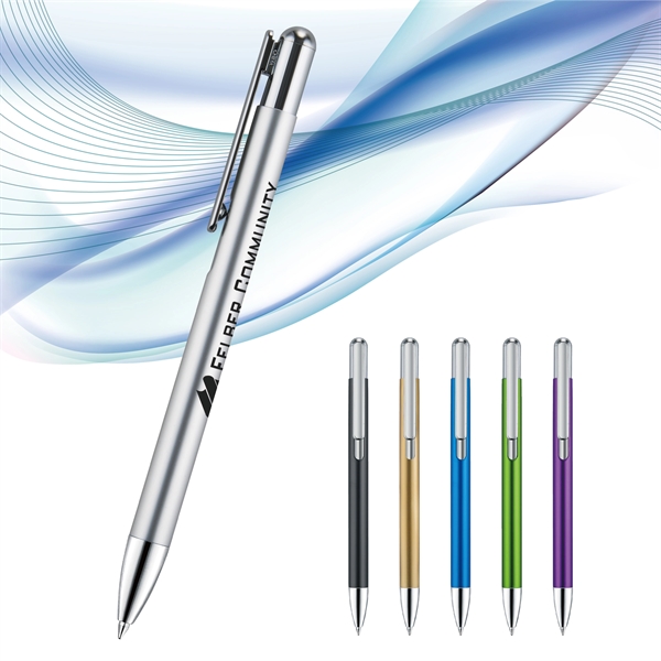 Denton plunger-action pen made of metal with a chrome tip and... from ASI 82498 RiteLine LLC