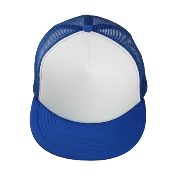Optimized Summary Five panel unstructured trucker hat made of polyester and... from ASI 39552 BEL Promo