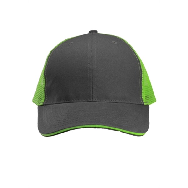 Six panel, structured trucker-style cap with two-tone vibrant coloring.... from ASI 39552 BEL Promo