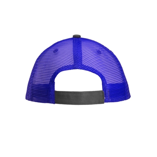 Six panel, structured trucker-style cap with two-tone vibrant coloring.... from ASI 39552 BEL Promo