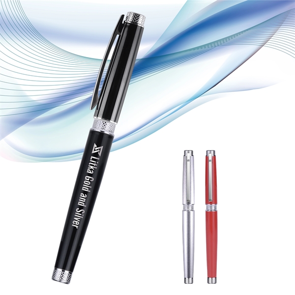 Bedford cap-off style roller pen with a glossy or satin finish... from ASI 82498 RiteLine LLC