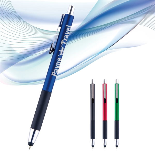 Shiner plunger-action stylus pen with a straight, metallic barrel featuring a... from ASI 82498 RiteLine LLC