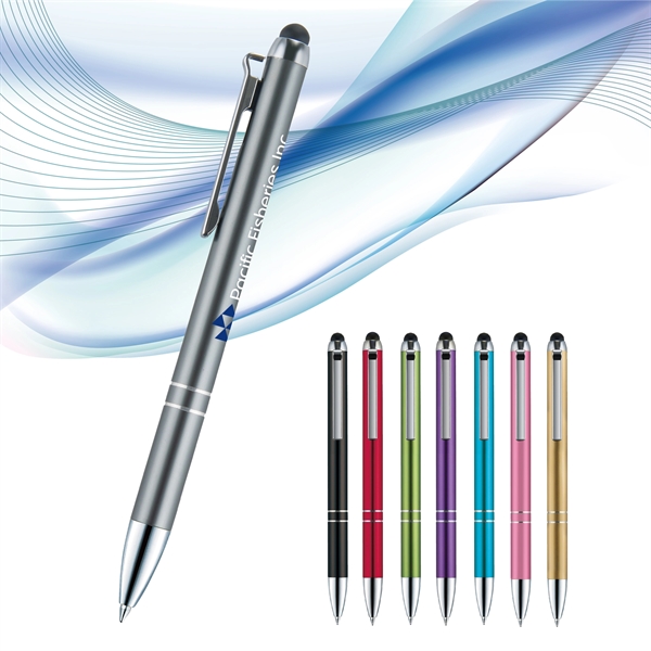 Retractable style pen with satin metallic barrel with chrome tip, clip... from ASI 82498 RiteLine LLC