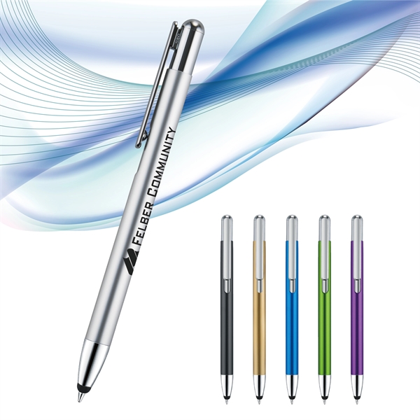 Denton plunger-action stylus pen with a sleek satin, metal barrel, chrome... from ASI 82498 RiteLine LLC