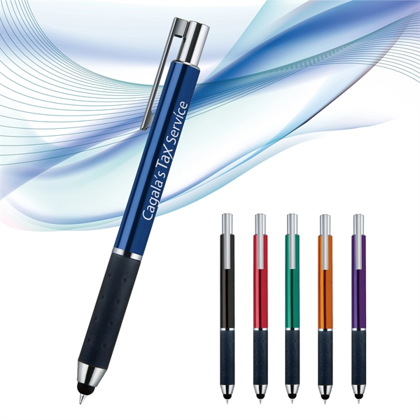 Retractable style stylus pen with metal barrel, glossy finish, black grip,... from ASI 82498 RiteLine LLC