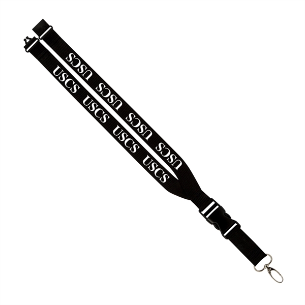 20"L x 1"W polyester lanyard with slide buckle release, silver oval... from ASI 88060 Snugz/USA Inc / SnugZ USA®