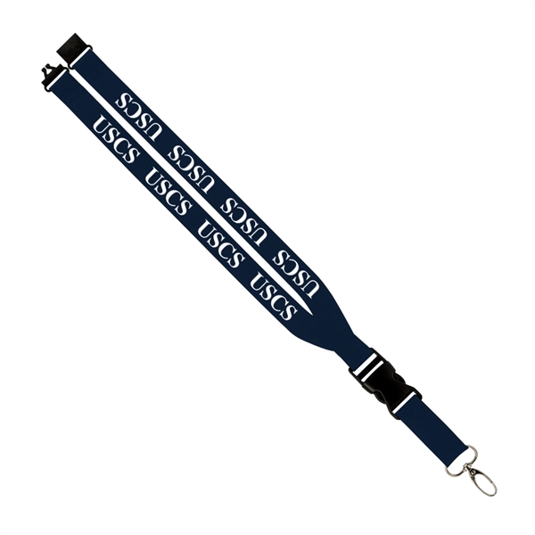 20"L x 1"W polyester lanyard with slide buckle release, silver oval... from ASI 88060 Snugz/USA Inc / SnugZ USA®