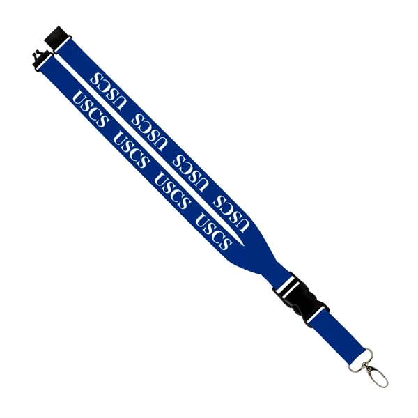 20"L x 1"W polyester lanyard with slide buckle release, silver oval... from ASI 88060 Snugz/USA Inc / SnugZ USA®