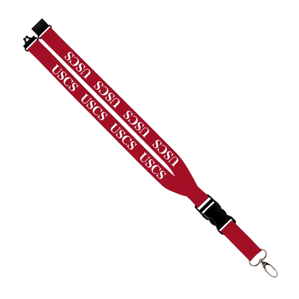 20"L x 1"W polyester lanyard with slide buckle release, silver oval... from ASI 88060 Snugz/USA Inc / SnugZ USA®