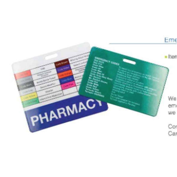 Emergency Code Credit Card Size, 2.125" x 3.375" 20-mil PermaBadge... from ASI 47204 CredentialExpress / CredentialExpress