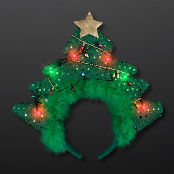 LED Sparkling Christmas Tree Headband; Blank Stock... from ASI 34194 ALightPromos
