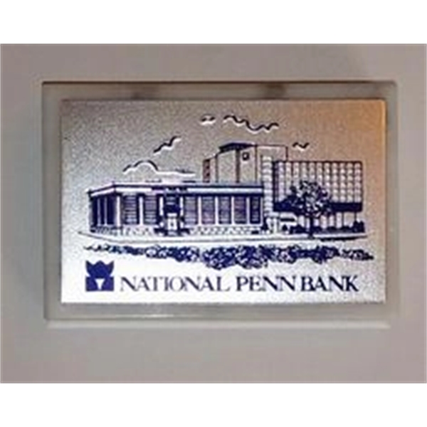 Marble paperweight with 2 3/4" x 1 3/4" rectangular aluminum plate... from ASI 41080 Nelson Boone Co Inc / Alumaline® & Brass