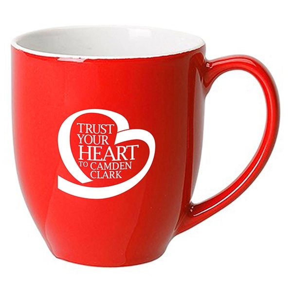 Hard-coated 15 ounce ceramic bistro-style mug in assorted colors.... from ASI 39820 Opusline (Benmex) / Opus Line