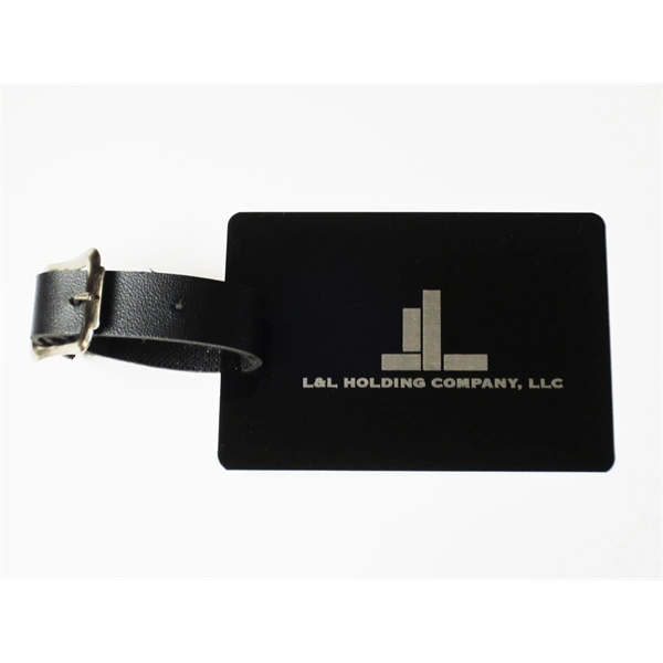 3" x 2 1/8" Aluminum BagTag w/ a leather strap. 4... from ASI 41080 Nelson Boone Co Inc / Alumaline® & Brass