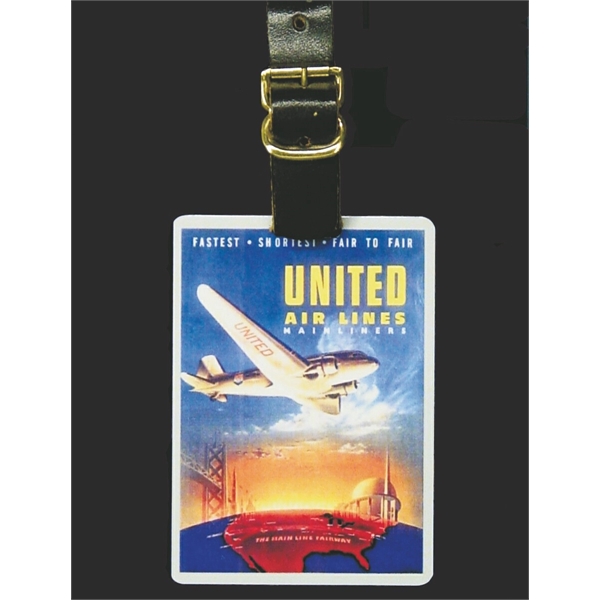 3" x 2 1/8" Aluminum BagTag w/ a leather strap. 4... from ASI 41080 Nelson Boone Co Inc / Alumaline® & Brass