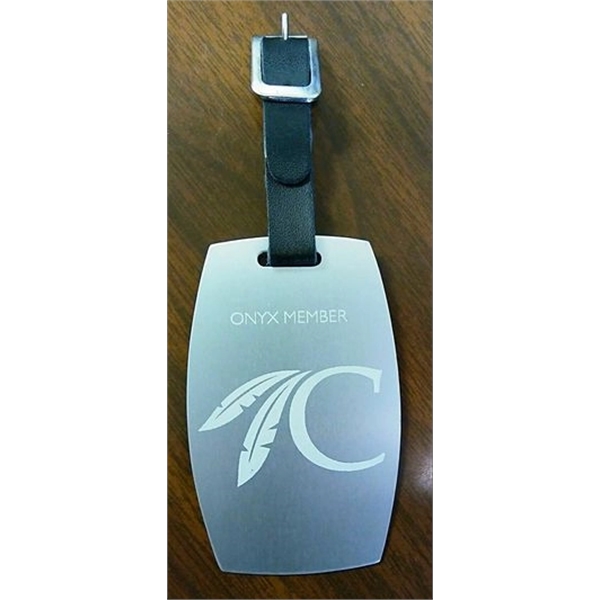 3" x 2" Aluminum BagTag w/ a leather strap. 4 different... from ASI 41080 Nelson Boone Co Inc / Alumaline® & Brass