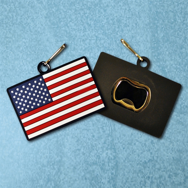 Stock American Flag PVC Zipper Pull Bottle Opener... from ASI 55610 Gempire/Floral Promotions