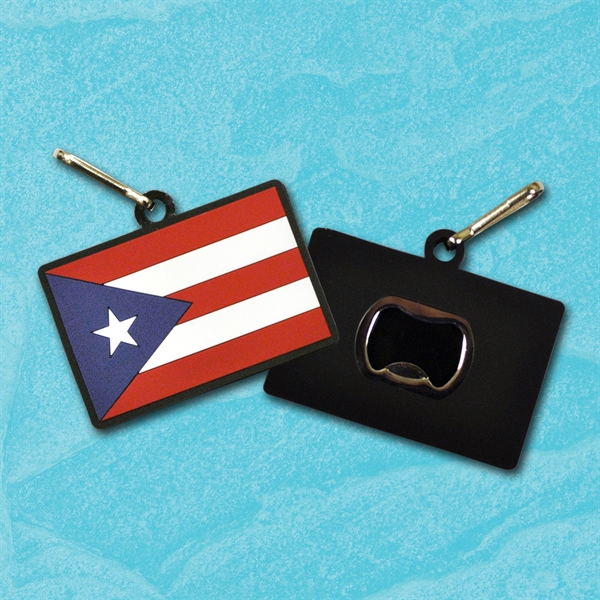 Stock Puerto Rican Flag PVC Zipper Pull Bottle Opener... from ASI 55610 Gempire/Floral Promotions